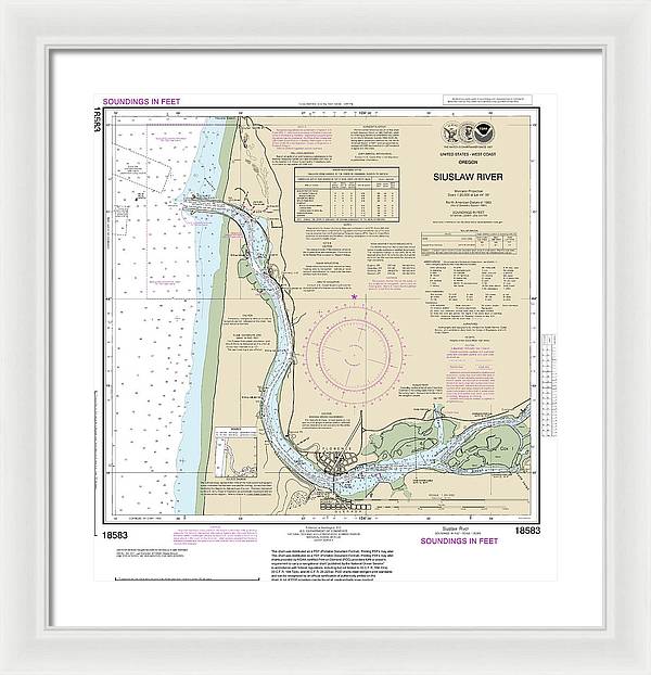 Nautical Chart-18583 Siuslaw River - Framed Print