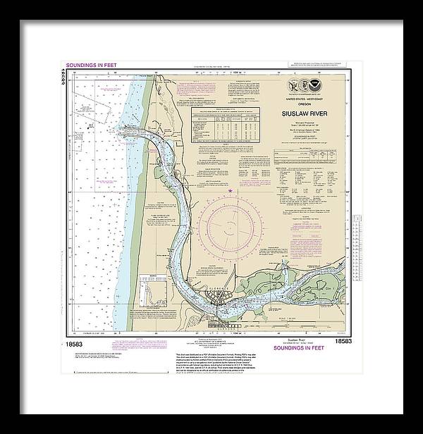 Nautical Chart-18583 Siuslaw River - Framed Print