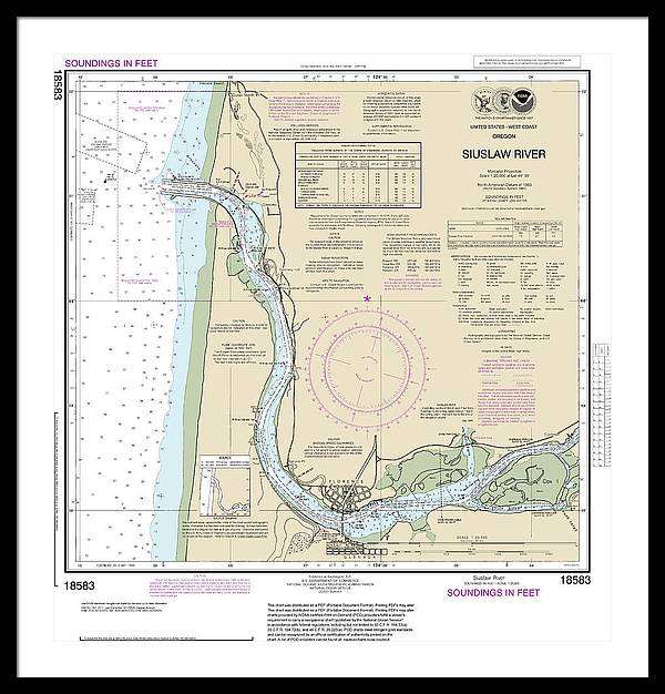 Nautical Chart-18583 Siuslaw River - Framed Print