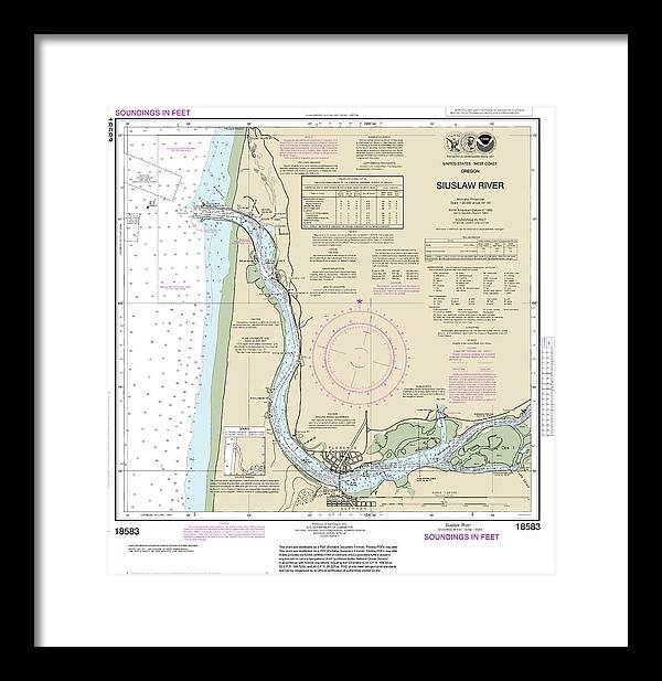 Nautical Chart-18583 Siuslaw River - Framed Print