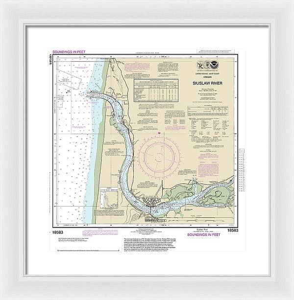 Nautical Chart-18583 Siuslaw River - Framed Print