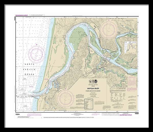 Nautical Chart-18584 Umpqua River Pacific Ocean-reedsport - Framed Print