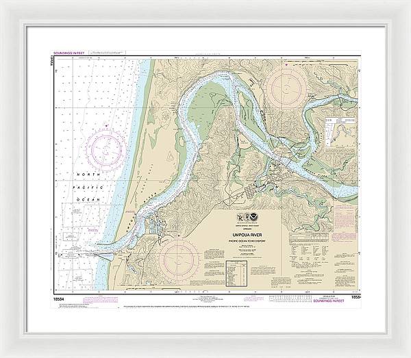 Nautical Chart-18584 Umpqua River Pacific Ocean-reedsport - Framed Print