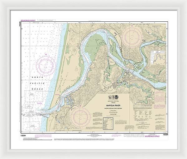 Nautical Chart-18584 Umpqua River Pacific Ocean-reedsport - Framed Print