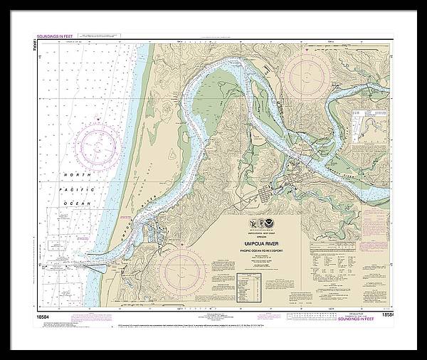 Nautical Chart-18584 Umpqua River Pacific Ocean-reedsport - Framed Print