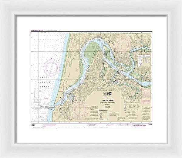 Nautical Chart-18584 Umpqua River Pacific Ocean-reedsport - Framed Print