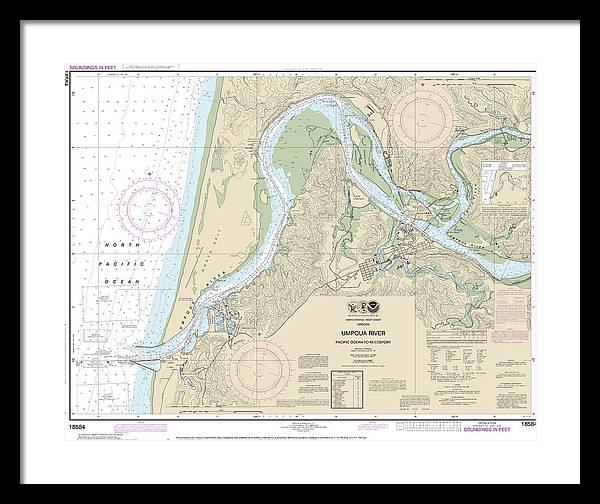 Nautical Chart-18584 Umpqua River Pacific Ocean-reedsport - Framed Print