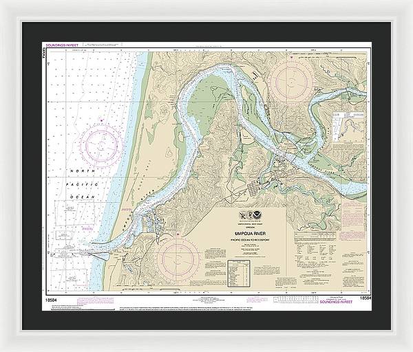 Nautical Chart-18584 Umpqua River Pacific Ocean-reedsport - Framed Print