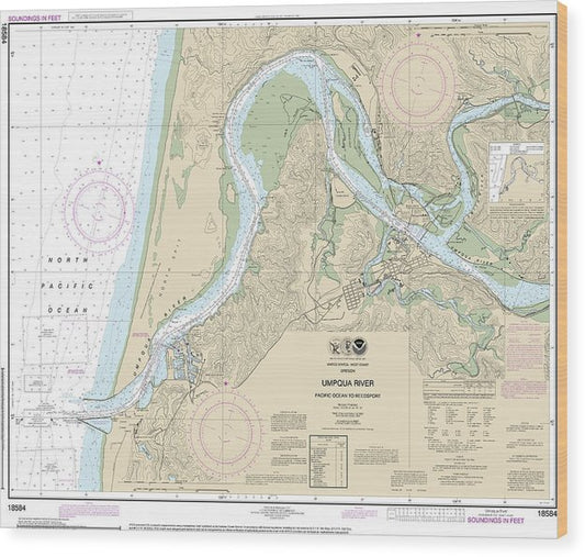 Nautical Chart-18584 Umpqua River Pacific Ocean-Reedsport Wood Print