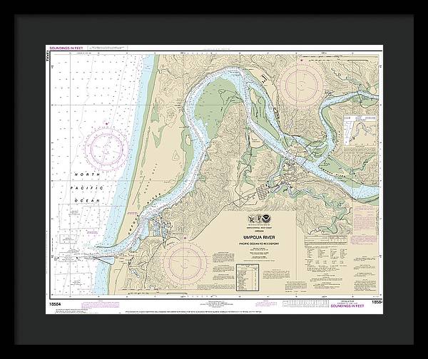 Nautical Chart-18584 Umpqua River Pacific Ocean-reedsport - Framed Print