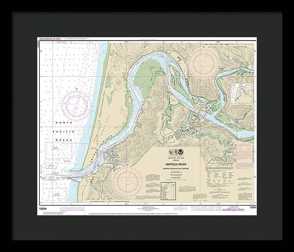 Nautical Chart-18584 Umpqua River Pacific Ocean-reedsport - Framed Print