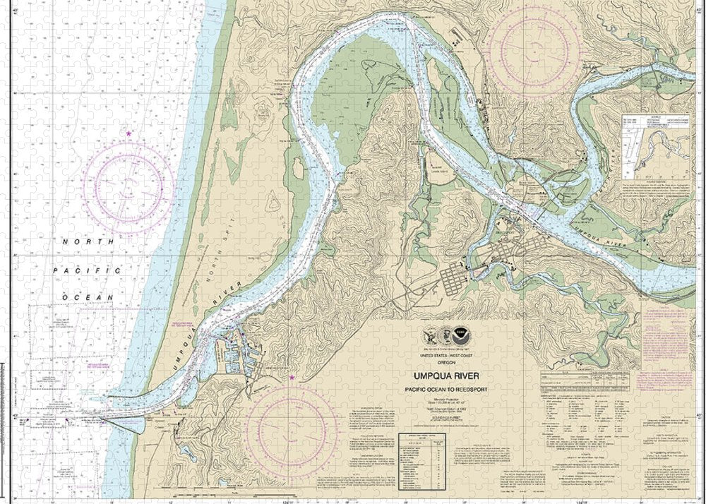 Nautical Chart-18584 Umpqua River Pacific Ocean-reedsport - Puzzle
