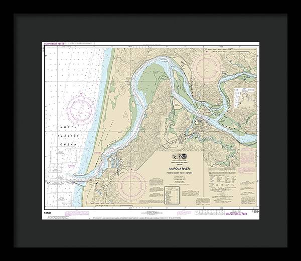 Nautical Chart-18584 Umpqua River Pacific Ocean-reedsport - Framed Print