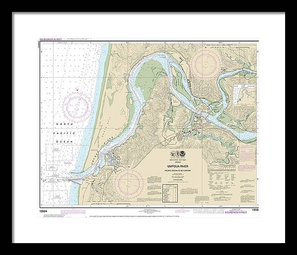 Nautical Chart-18584 Umpqua River Pacific Ocean-reedsport - Framed Print