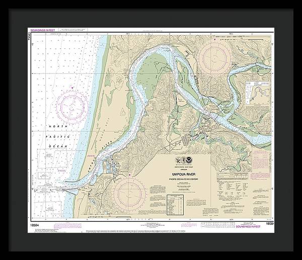 Nautical Chart-18584 Umpqua River Pacific Ocean-reedsport - Framed Print