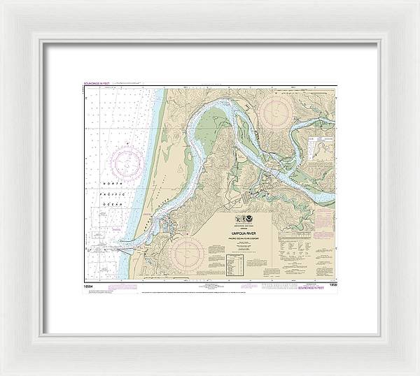 Nautical Chart-18584 Umpqua River Pacific Ocean-reedsport - Framed Print