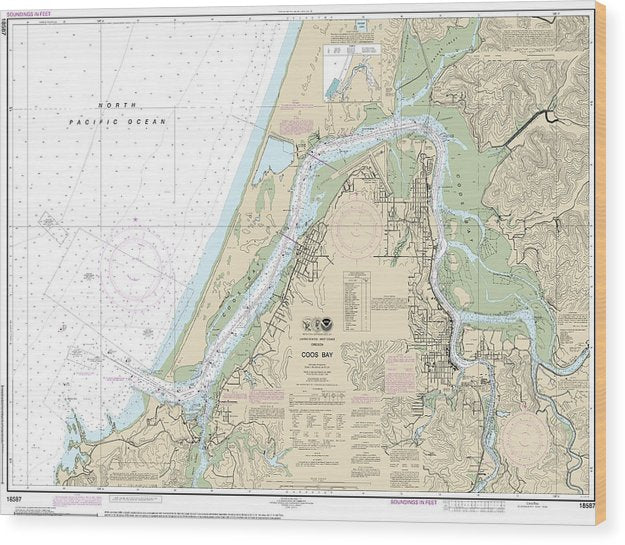 Nautical Chart-18587 Coos Bay Wood Print
