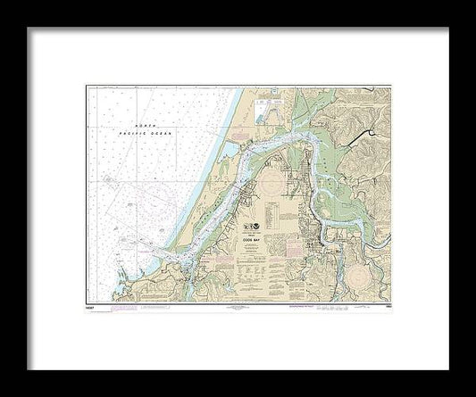 Nautical Chart-18587 Coos Bay - Framed Print
