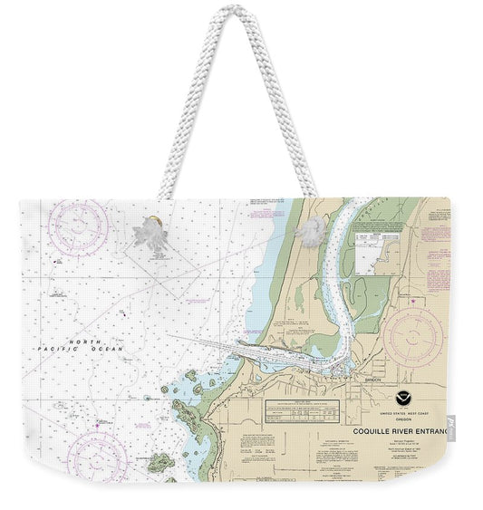 Nautical Chart-18588 Coquille River Entrance - Weekender Tote Bag