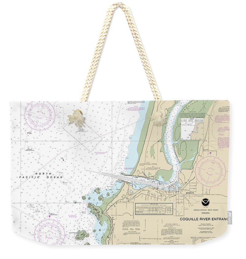 Nautical Chart-18588 Coquille River Entrance - Weekender Tote Bag