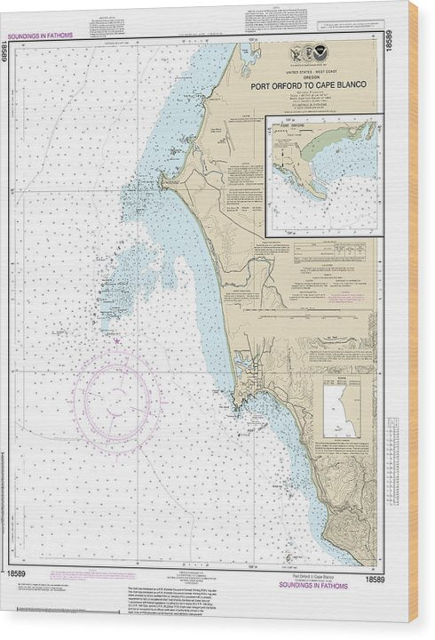 Nautical Chart-18589 Port Orford-Cape Blanco, Port Orford Wood Print
