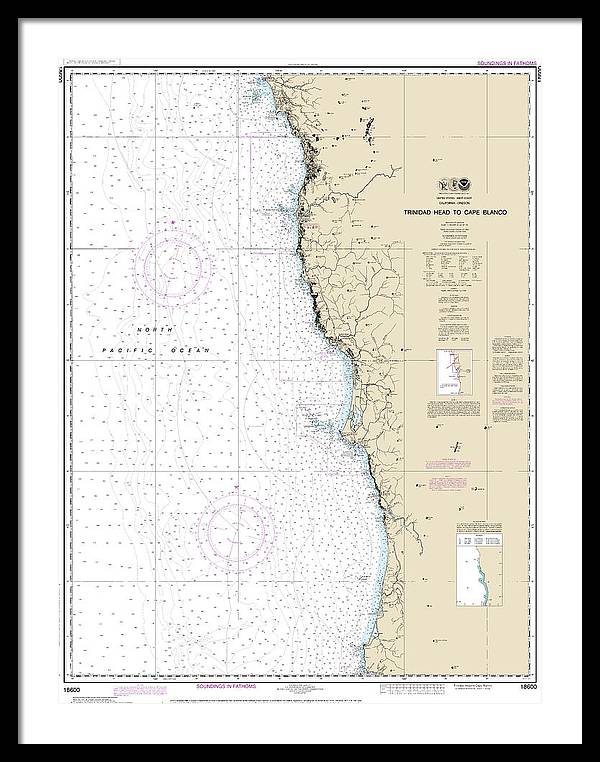 Nautical Chart-18600 Trinidad Head-cape Blanco - Framed Print