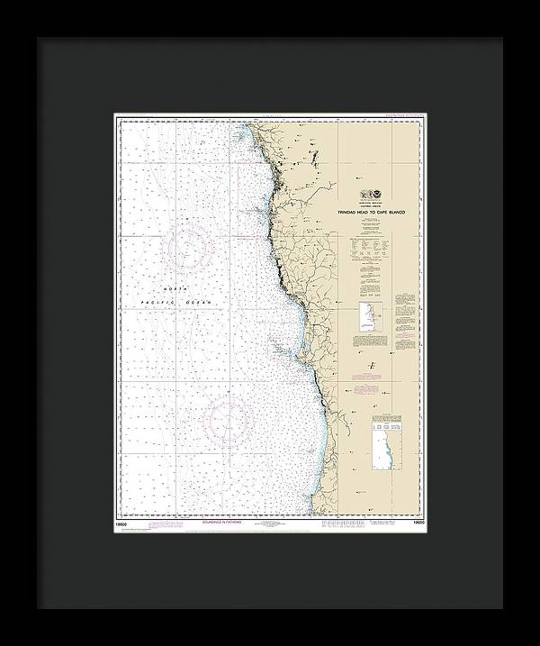 Nautical Chart-18600 Trinidad Head-cape Blanco - Framed Print