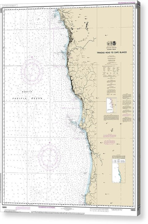 Nautical Chart-18600 Trinidad Head-Cape Blanco  Acrylic Print