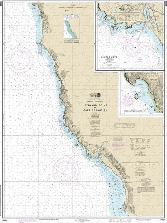Nautical Chart 18602 Pyramid Point Cape Sebastian, Chetco Cove, Hunters Cove Puzzle