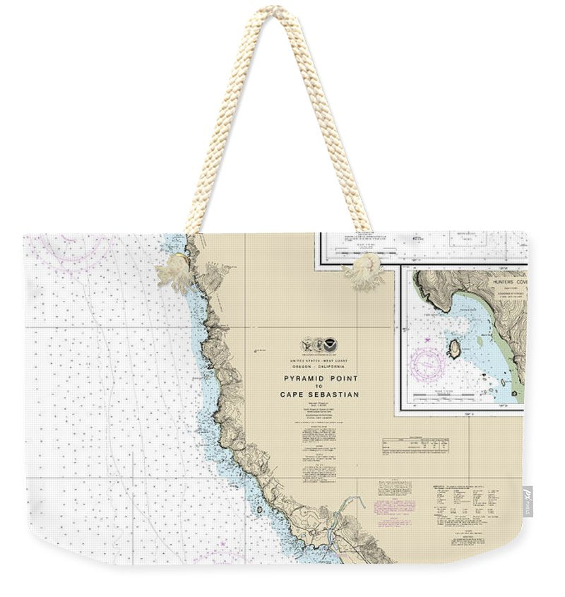 Nautical Chart-18602 Pyramid Point-cape Sebastian, Chetco Cove, Hunters Cove - Weekender Tote Bag