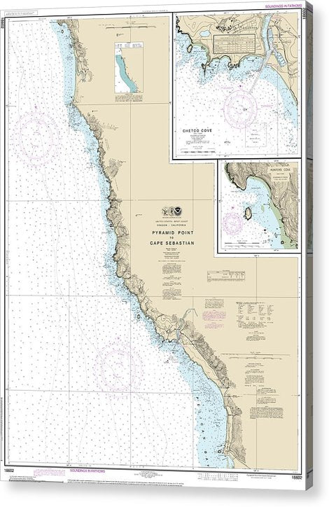 Nautical Chart-18602 Pyramid Point-Cape Sebastian, Chetco Cove, Hunters Cove  Acrylic Print