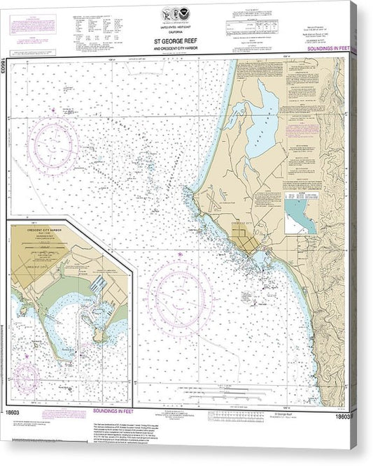 Nautical Chart-18603 St George Reef-Crescent City Harbor, Crescent City Harbor  Acrylic Print