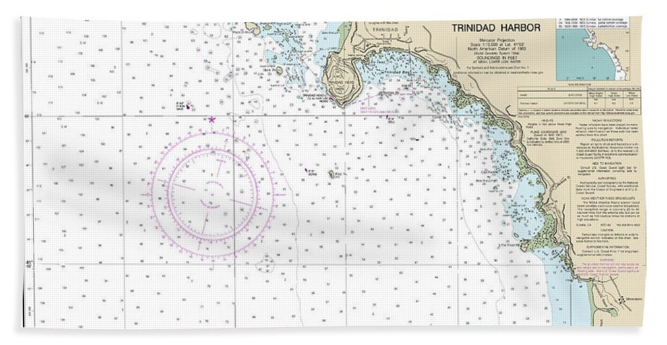 Nautical Chart-18605 Trinidad Harbor - Beach Towel