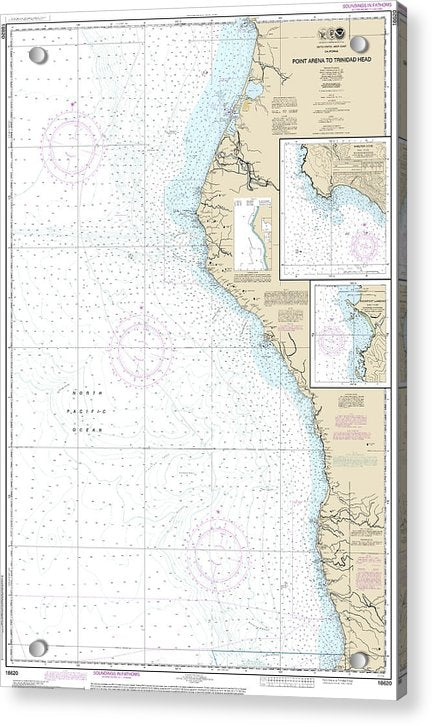 Nautical Chart-18620 Point Arena-trinidad Head, Rockport Landing, Shelter Cove - Acrylic Print