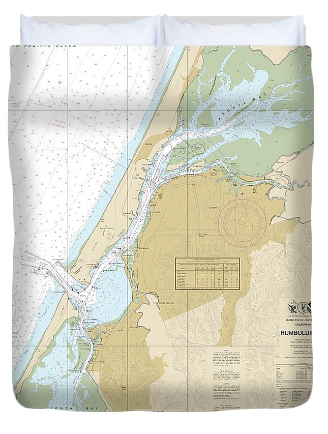 Nautical Chart-18622 Humboldt Bay - Duvet Cover