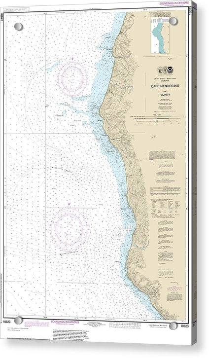 Nautical Chart-18623 Cape Mendocino-vicinity - Acrylic Print