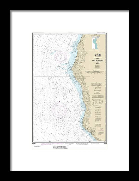 Nautical Chart-18623 Cape Mendocino-vicinity - Framed Print