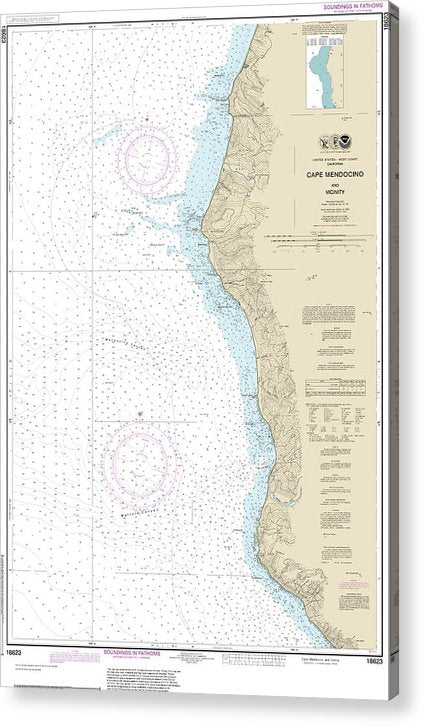 Nautical Chart-18623 Cape Mendocino-Vicinity  Acrylic Print