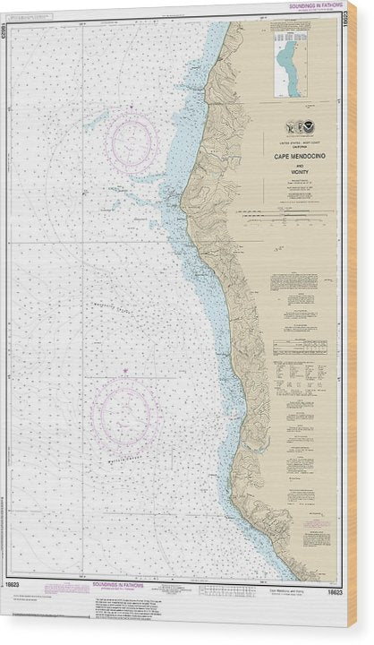 Nautical Chart-18623 Cape Mendocino-Vicinity Wood Print