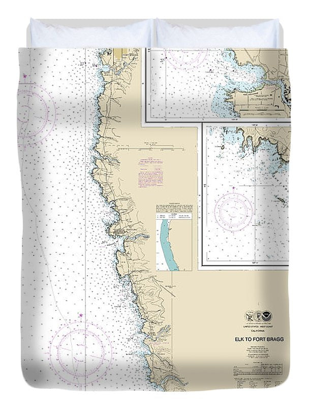 Nautical Chart-18626 Elk-fort Bragg, Fort Bragg-noyo Anchorage, Elk - Duvet Cover