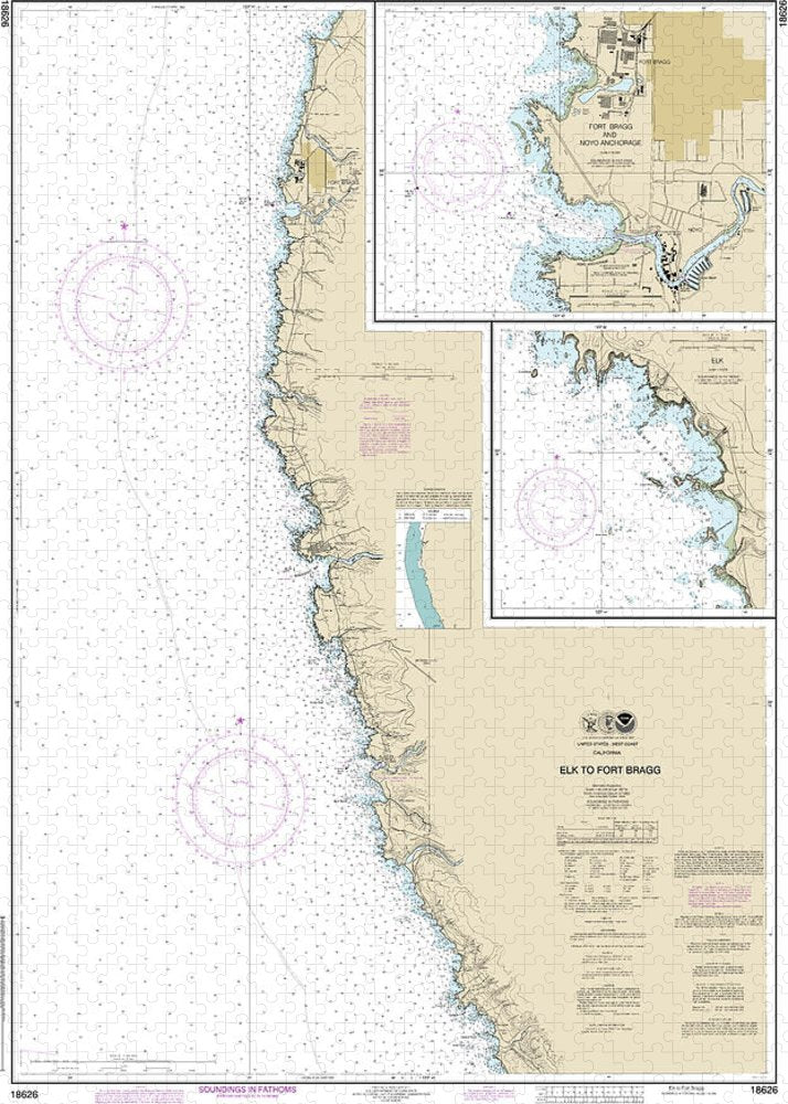 Nautical Chart-18626 Elk-fort Bragg, Fort Bragg-noyo Anchorage, Elk - Puzzle