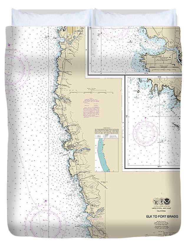 Nautical Chart-18626 Elk-fort Bragg, Fort Bragg-noyo Anchorage, Elk - Duvet Cover