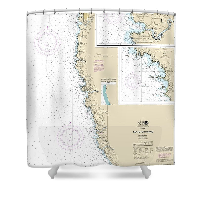 Nautical Chart 18626 Elk Fort Bragg, Fort Bragg Noyo Anchorage, Elk Shower Curtain