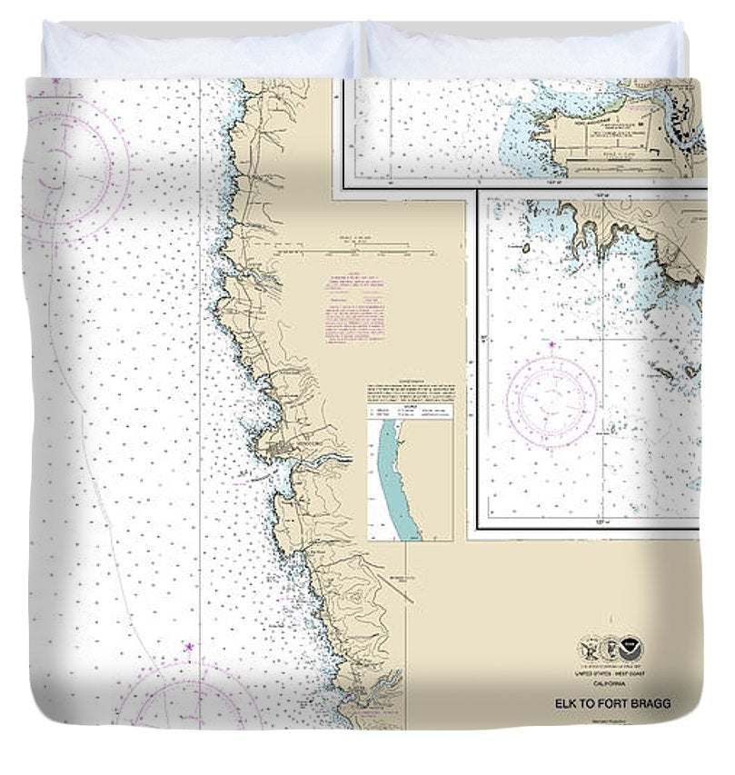 Nautical Chart 18626 Elk Fort Bragg, Fort Bragg Noyo Anchorage, Elk Duvet Cover