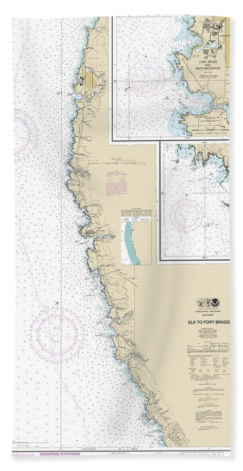 Nautical Chart-18626 Elk-fort Bragg, Fort Bragg-noyo Anchorage, Elk - Bath Towel