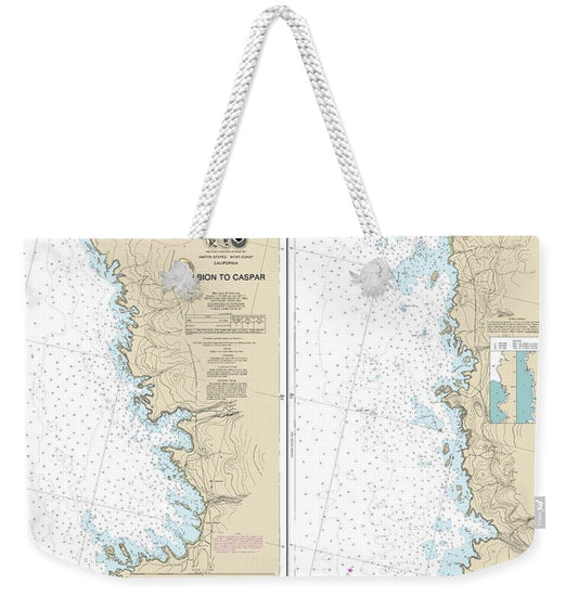 Nautical Chart-18628 Albion-caspar - Weekender Tote Bag