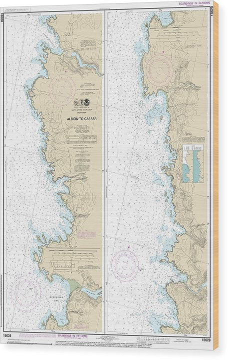 Nautical Chart-18628 Albion-Caspar Wood Print