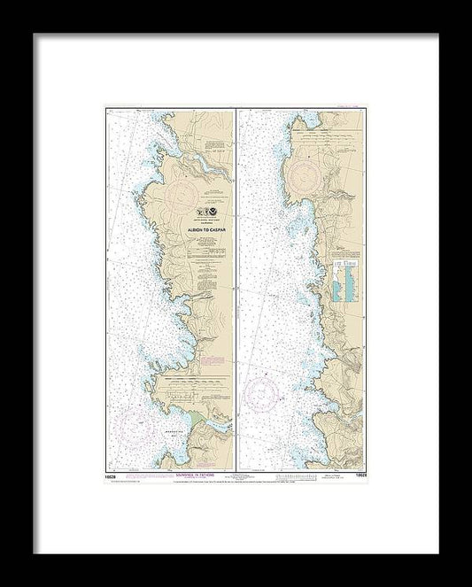 A beuatiful Framed Print of the Nautical Chart-18628 Albion-Caspar by SeaKoast