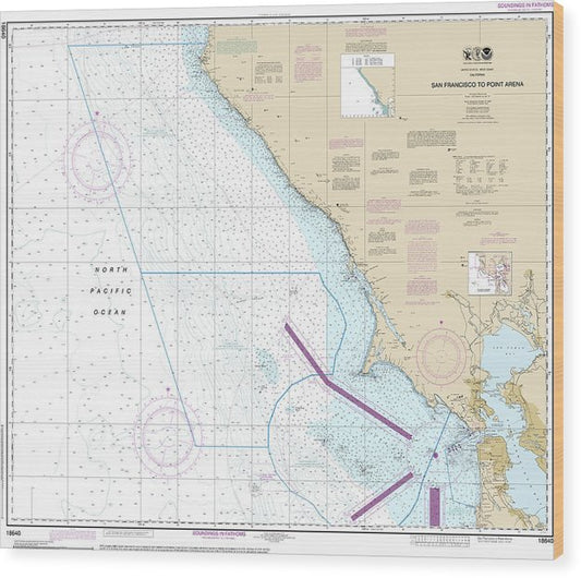 Nautical Chart-18640 San Francisco-Point Arena Wood Print