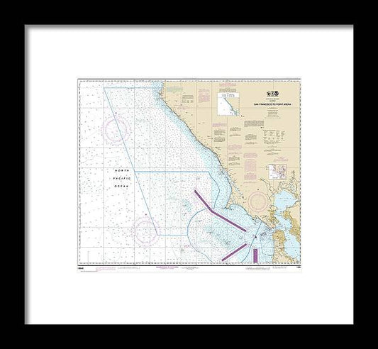 A beuatiful Framed Print of the Nautical Chart-18640 San Francisco-Point Arena by SeaKoast